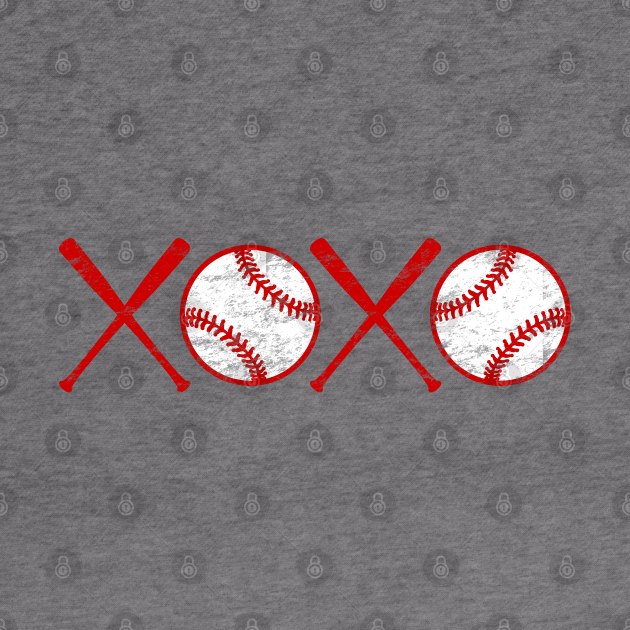 XOXO Love Baseball Hugs and Kisses Red and White by TeeCreations